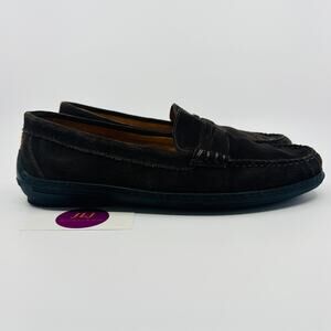 Peter Millar Men's Dark Brown Suede Slip On Penny Loafers MC00F36 Size 10.5 M